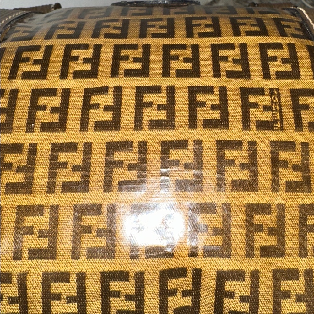 Fendi Tan and Brown Monogram Handbag PRE-OWNED. PROJECT BAG. - Picture 9 of 17